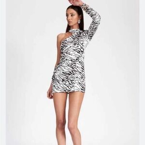 Lioness zebra one shoulder mini dress